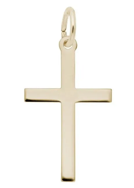 10K Yellow Gold Plain Medium Cross