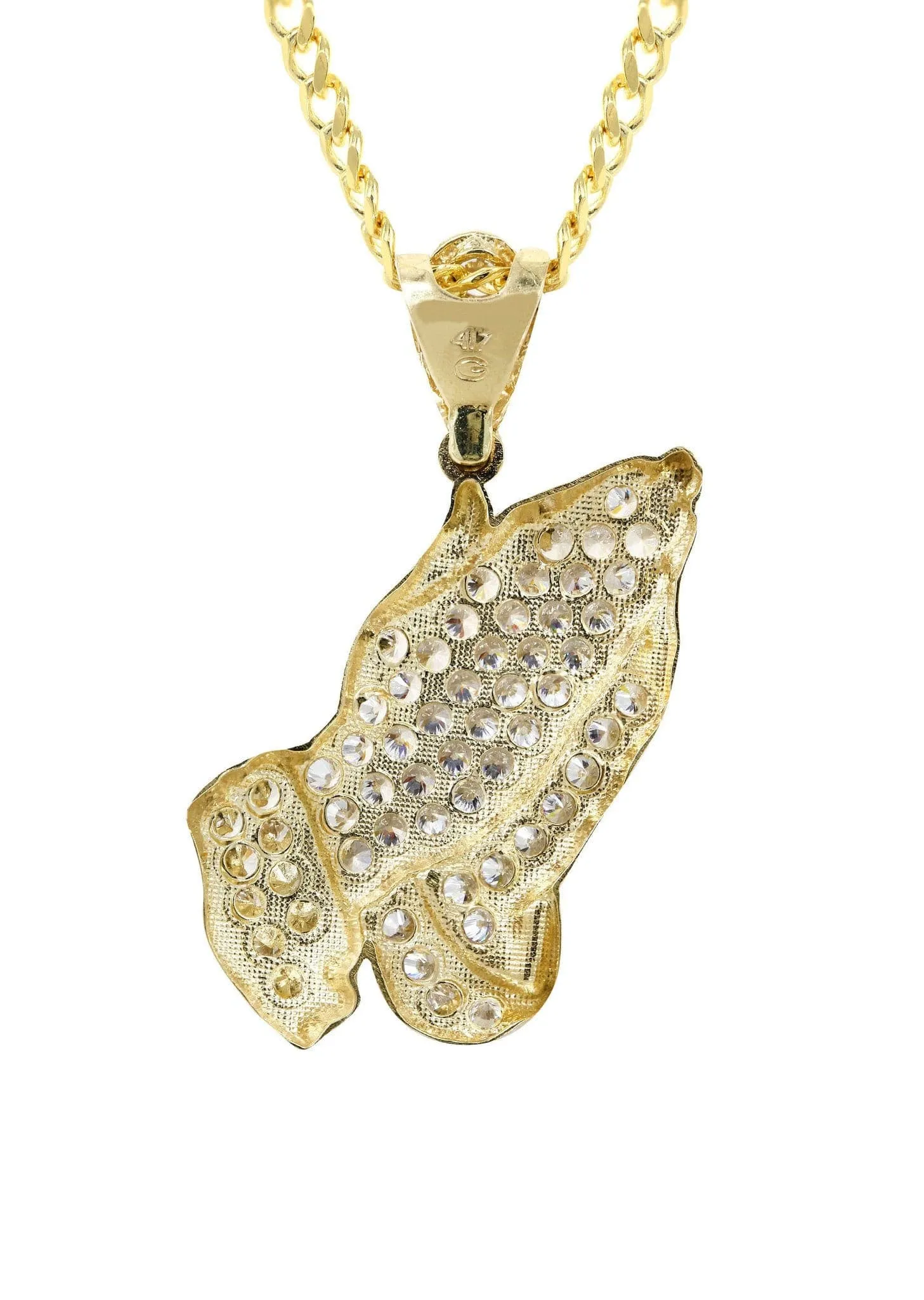 10K Yellow Gold Praying Hands Necklace | Appx. 24.5 Grams