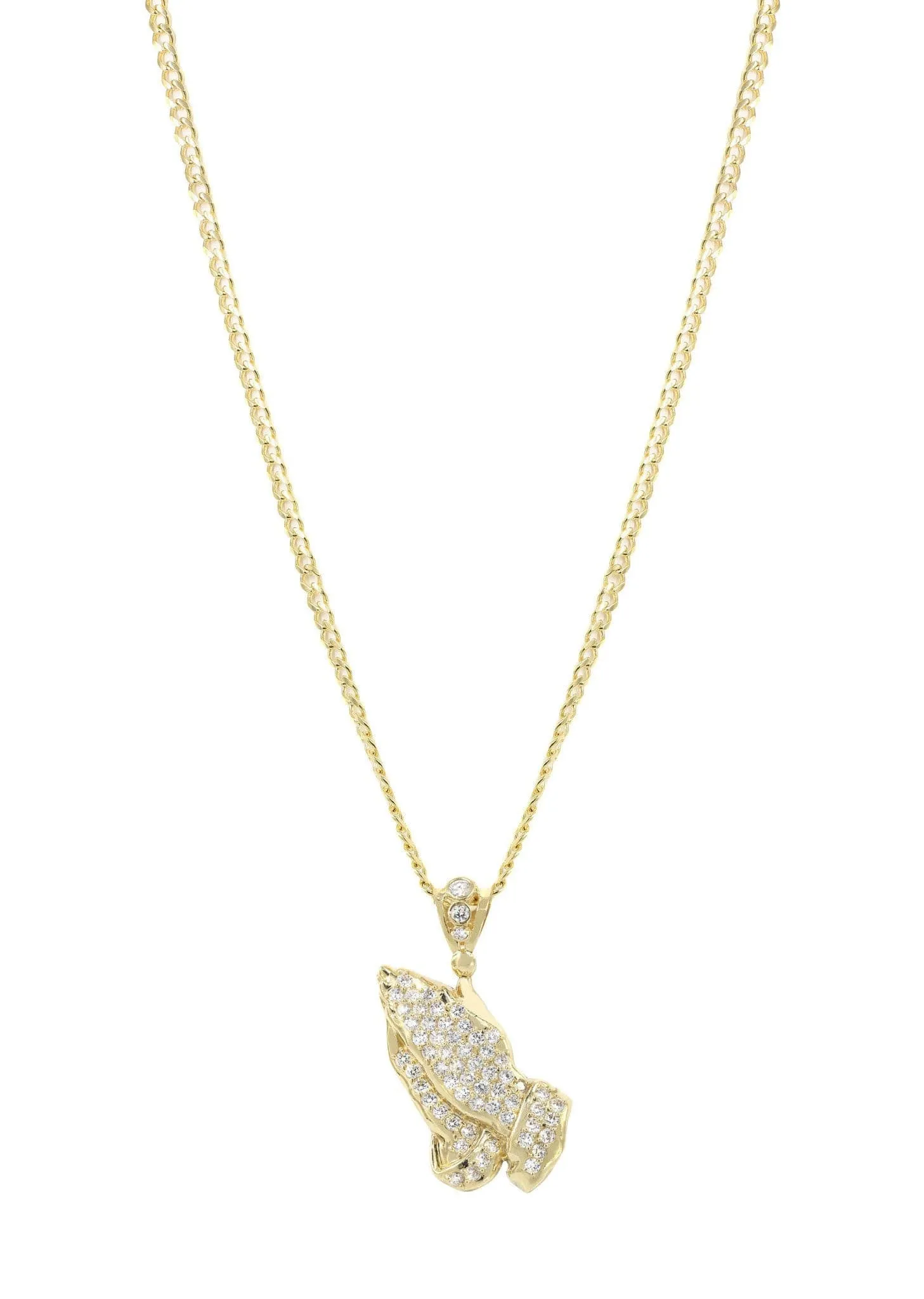 10K Yellow Gold Praying Hands Necklace | Appx. 24.5 Grams
