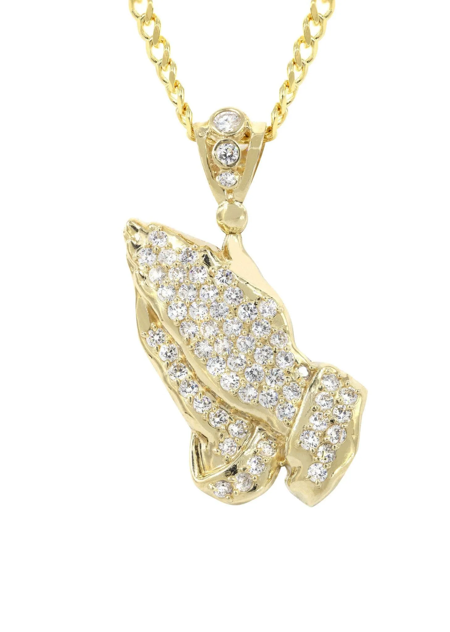 10K Yellow Gold Praying Hands Necklace | Appx. 24.5 Grams