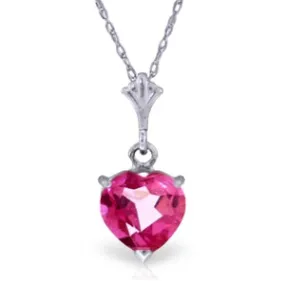 1.15 Carat 14K Solid White Gold Complelling Pink Topaz Necklace