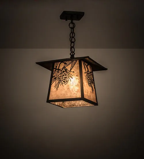 12"Sq Stillwater Winter Pine Outdoor Pendant