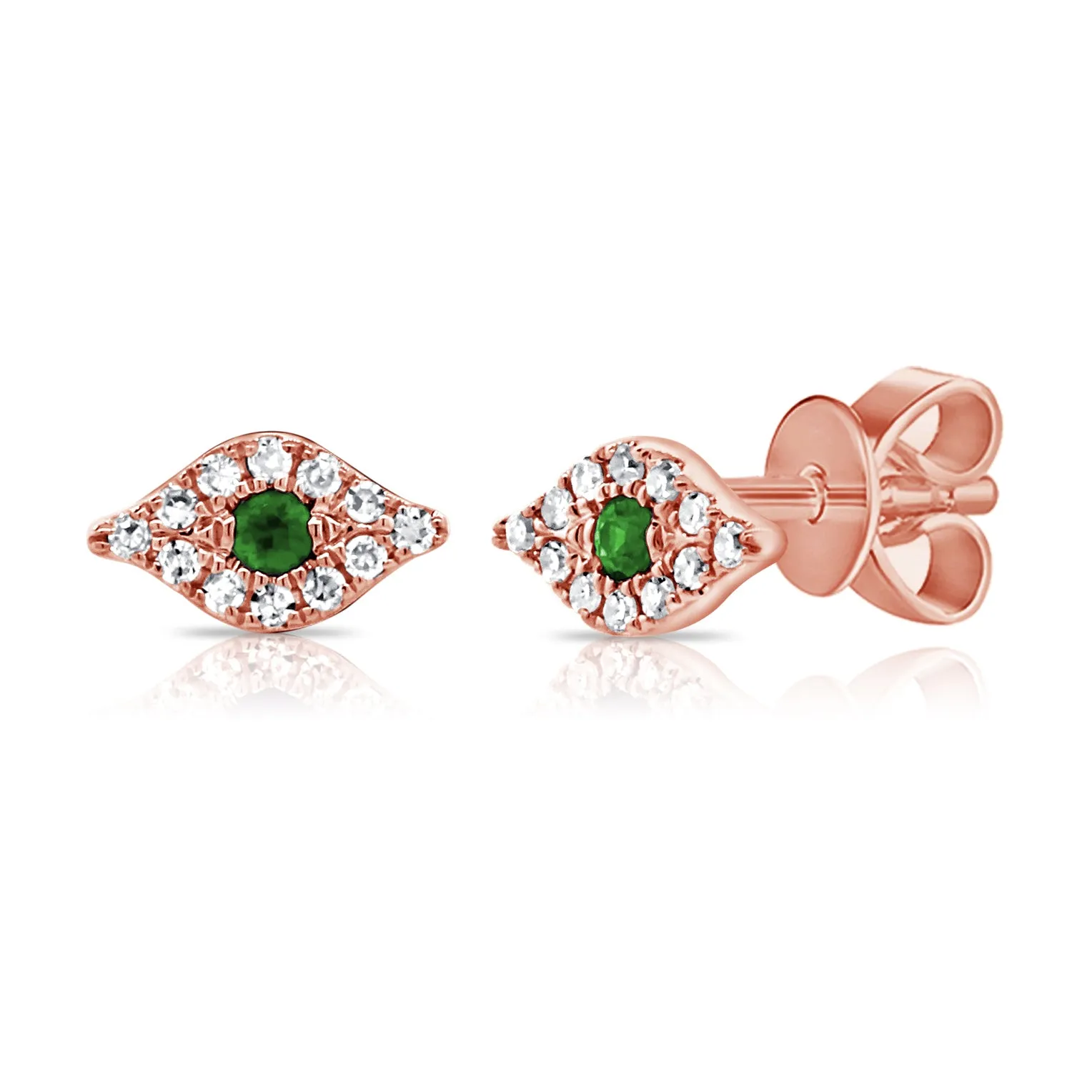 14k Gold & Diamond Evil Eye Stud Earrings - 0.03