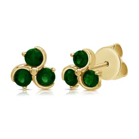 14K Gold Emerald Stud Earrings - 0.42ct