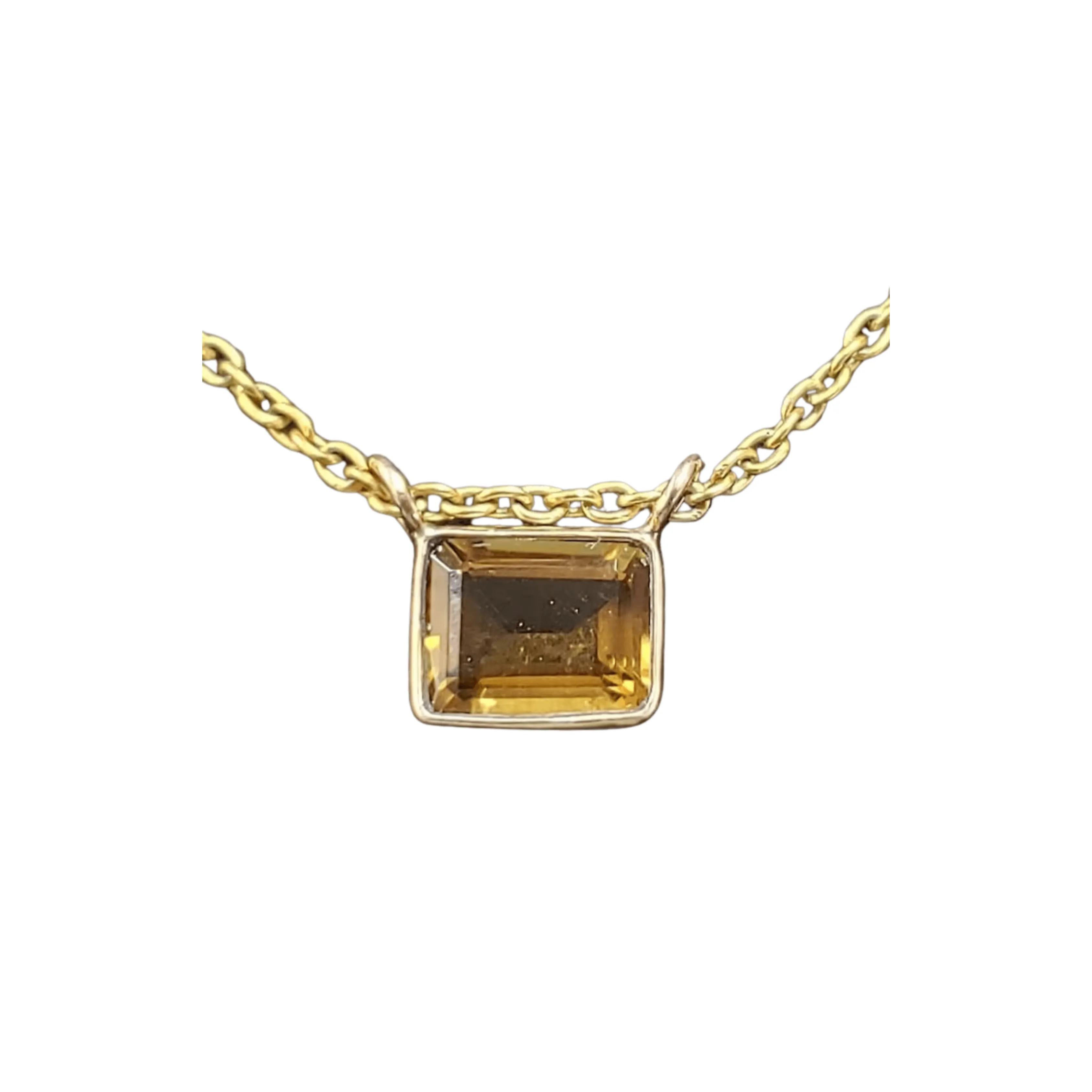 14k Gold Honey Quartz Charm Pendant