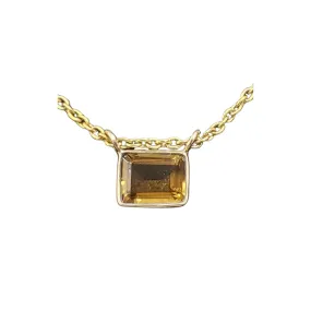 14k Gold Honey Quartz Charm Pendant