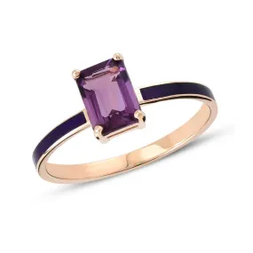 14K Solid Gold Reve Ring with Purple Octagon
