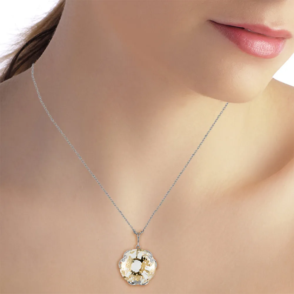 14K Solid White Gold Necklace Round White Topaz Certified