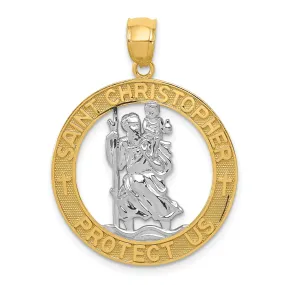 14k Two Tone Gold Saint Christopher Pendant
