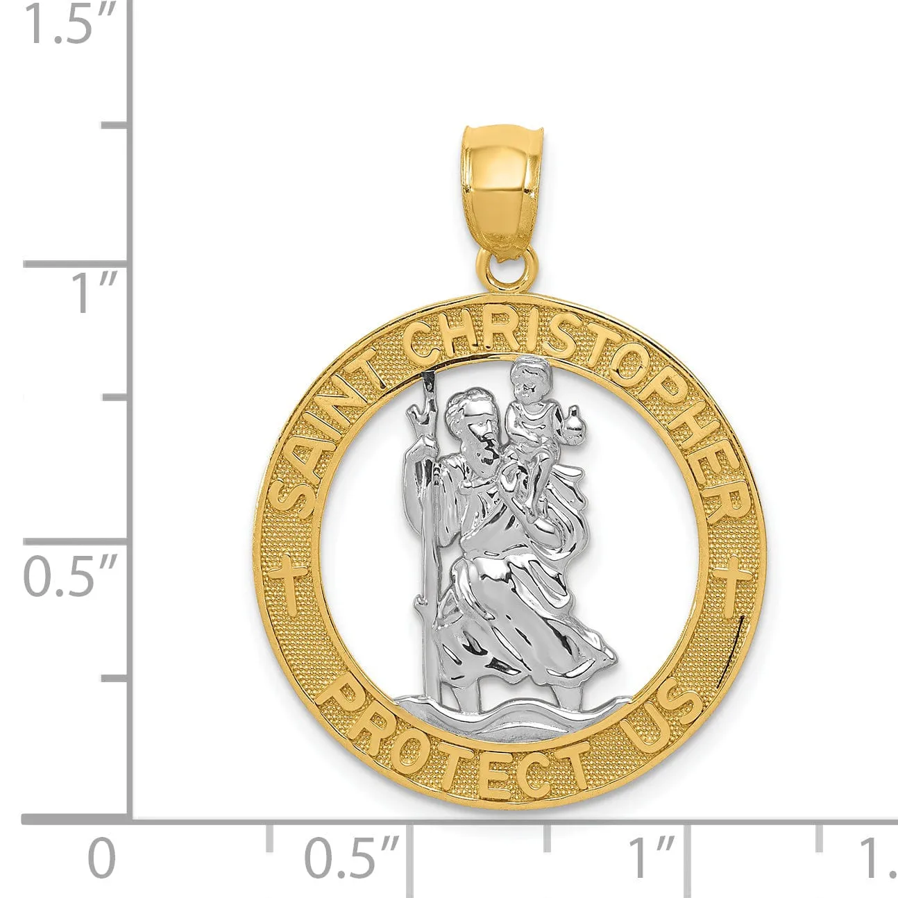 14k Two Tone Gold Saint Christopher Pendant