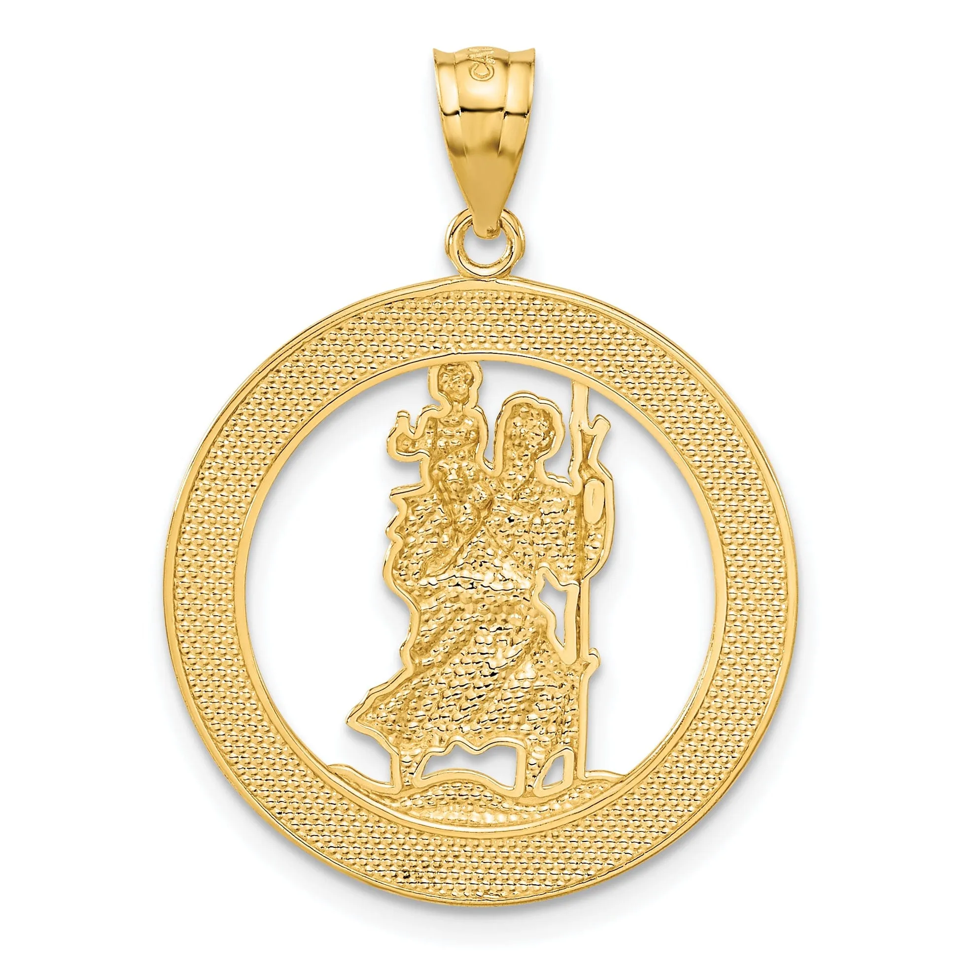 14k Two Tone Gold Saint Christopher Pendant