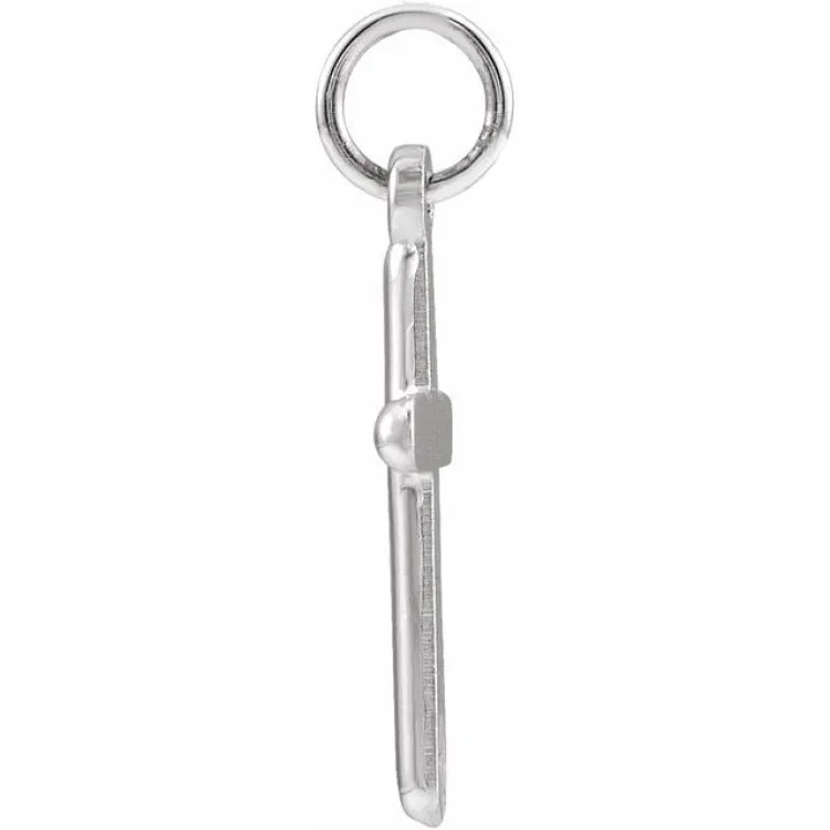 14K White 13x9 mm Cross Pendant