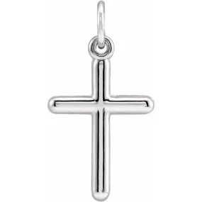 14K White 13x9 mm Cross Pendant