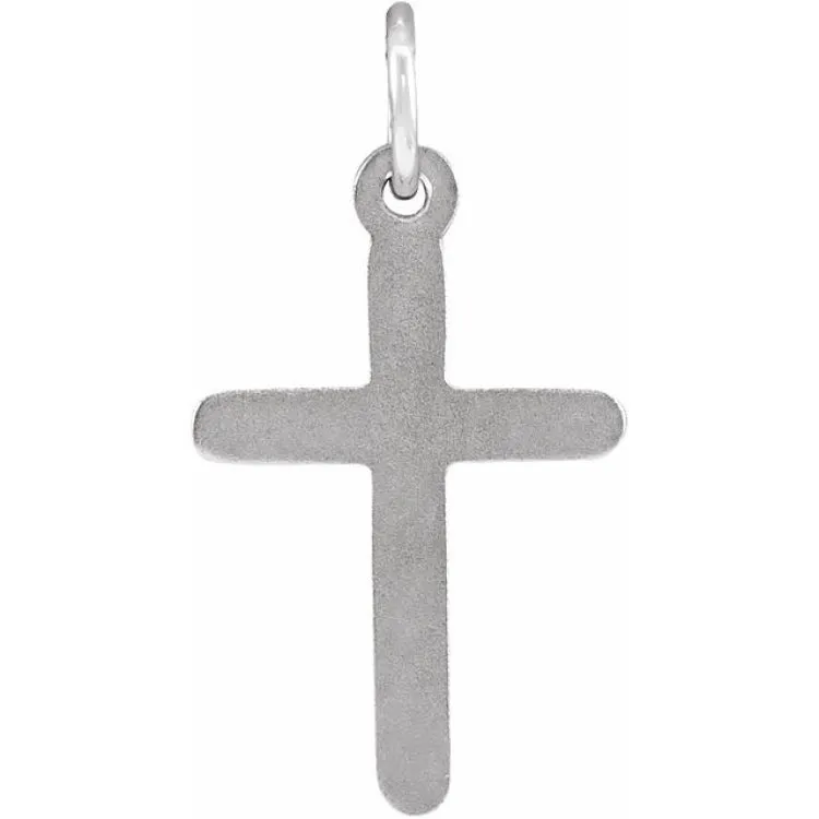 14K White 13x9 mm Cross Pendant