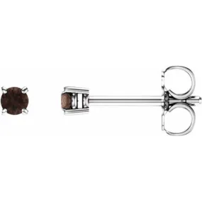14K White 2.5 mm Natural Smoky Quartz Stud Earrings with Friction Post