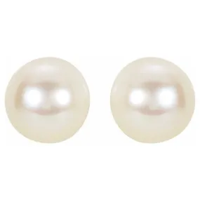 14K White 6 mm Cultured White Akoya Pearl Earrings