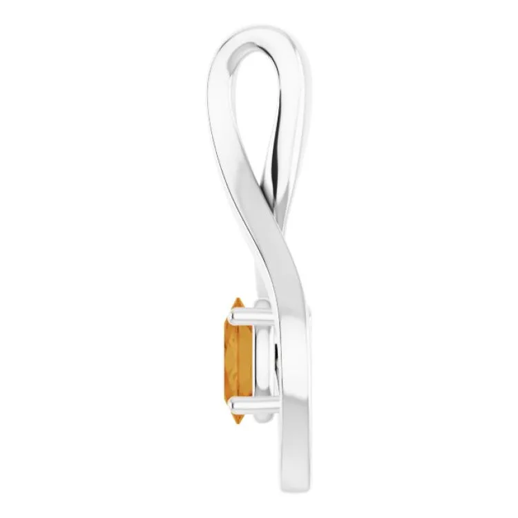 14K White 6x4 mm Oval Natural Citrine Pendant