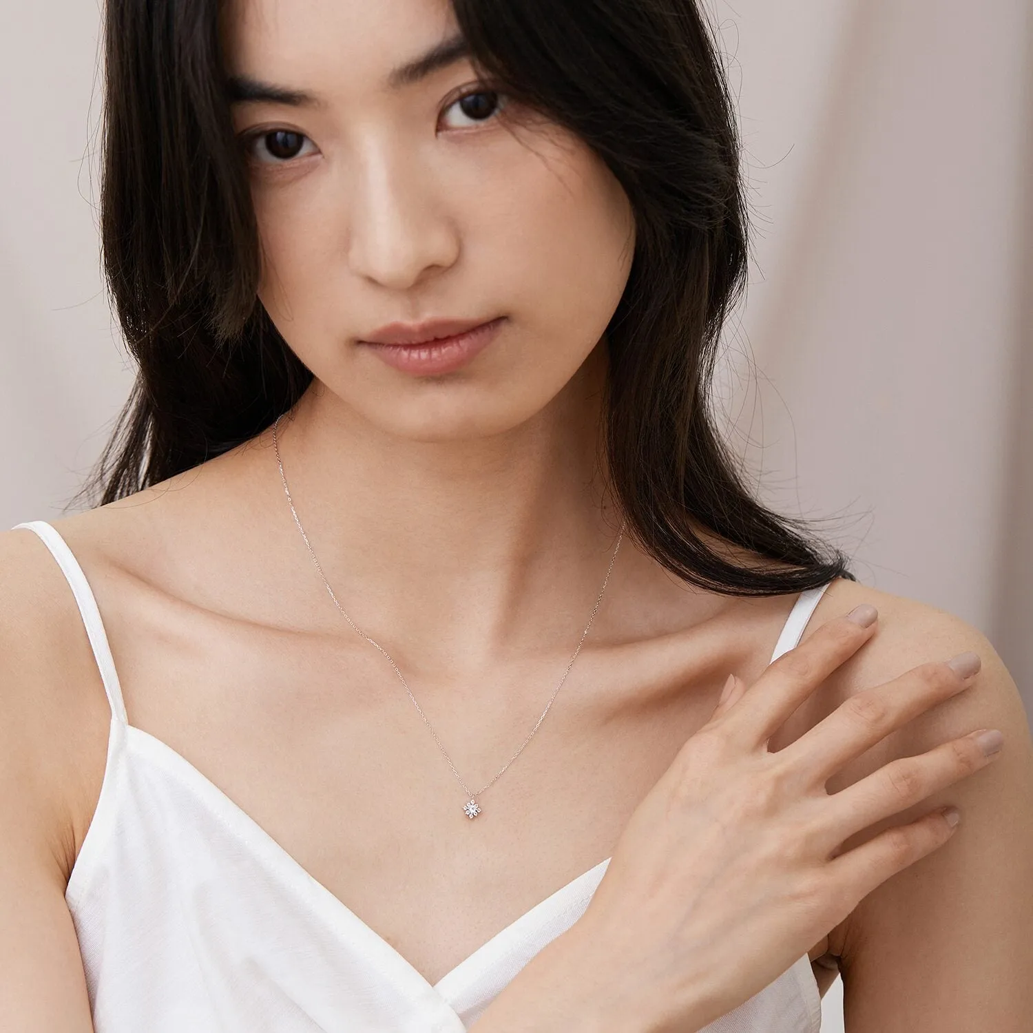 14k White Gold Corinne White Topaz Necklace