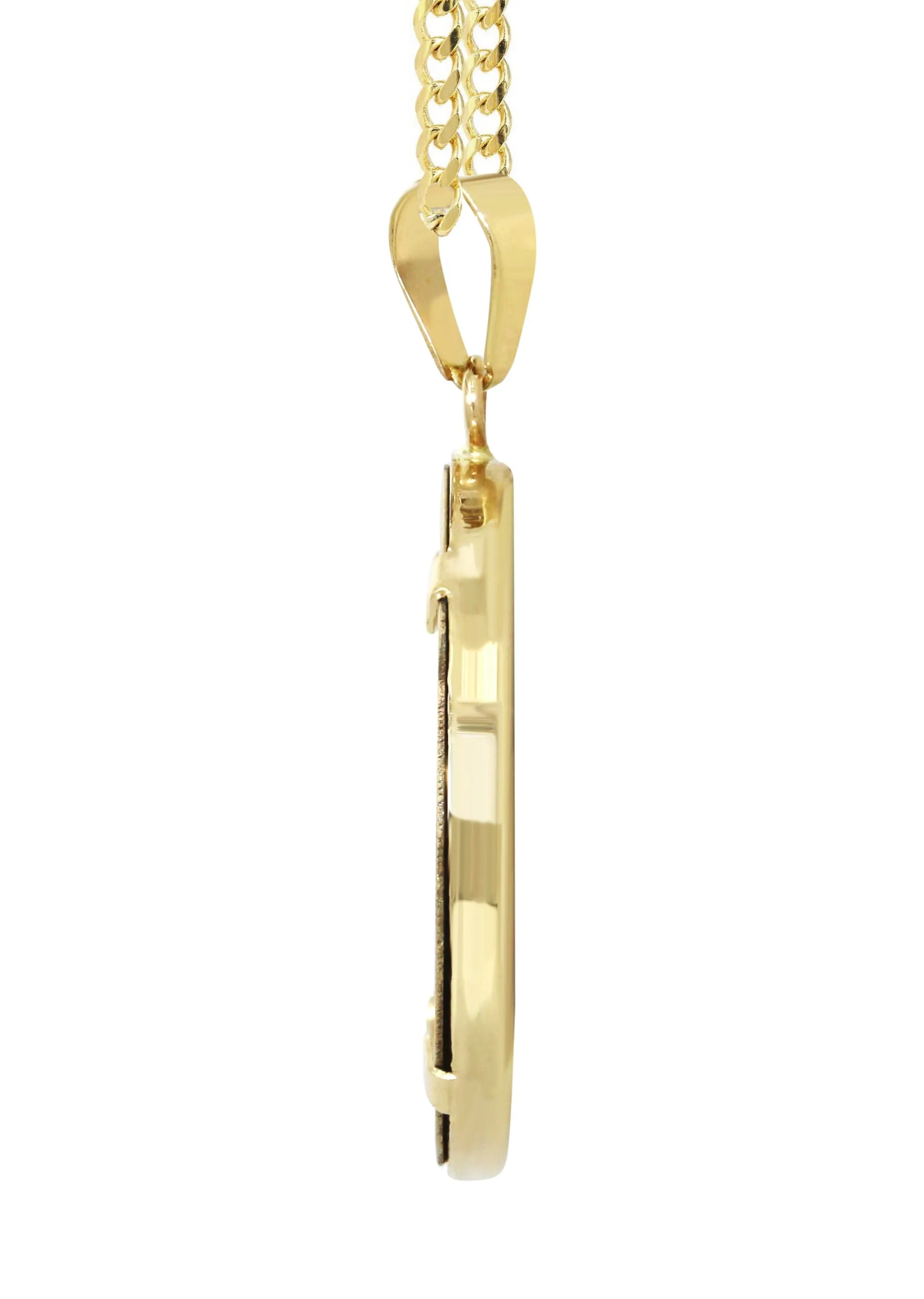 14K Yellow Gold Round Picture Pendant Necklace | Appx. 1 Inch