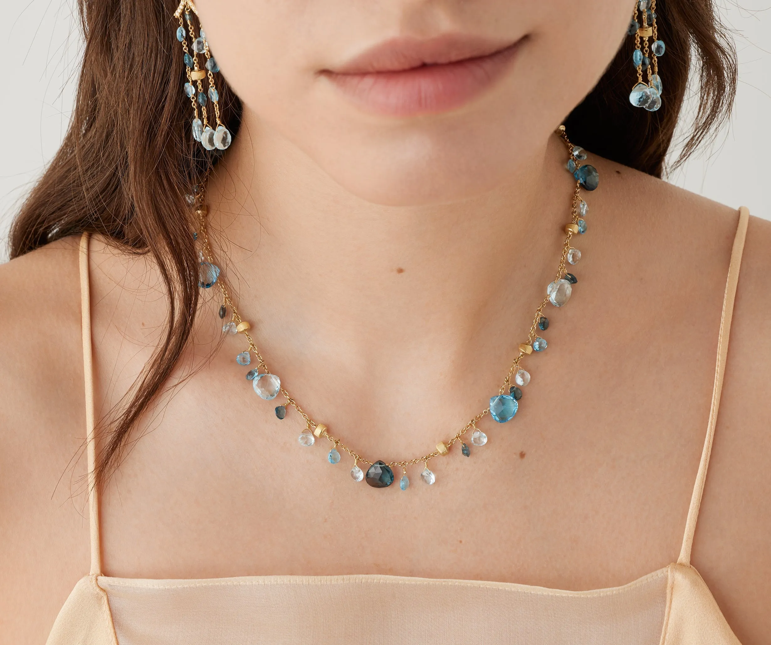 18K Yellow Gold Mixed Topaz Single-Strand Necklace