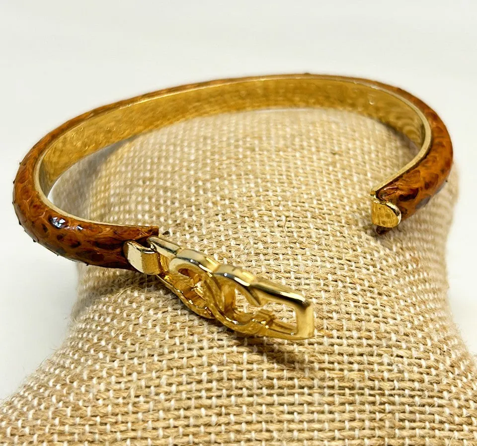 1970s Italian sign CG Logo tan crocodile bracelet