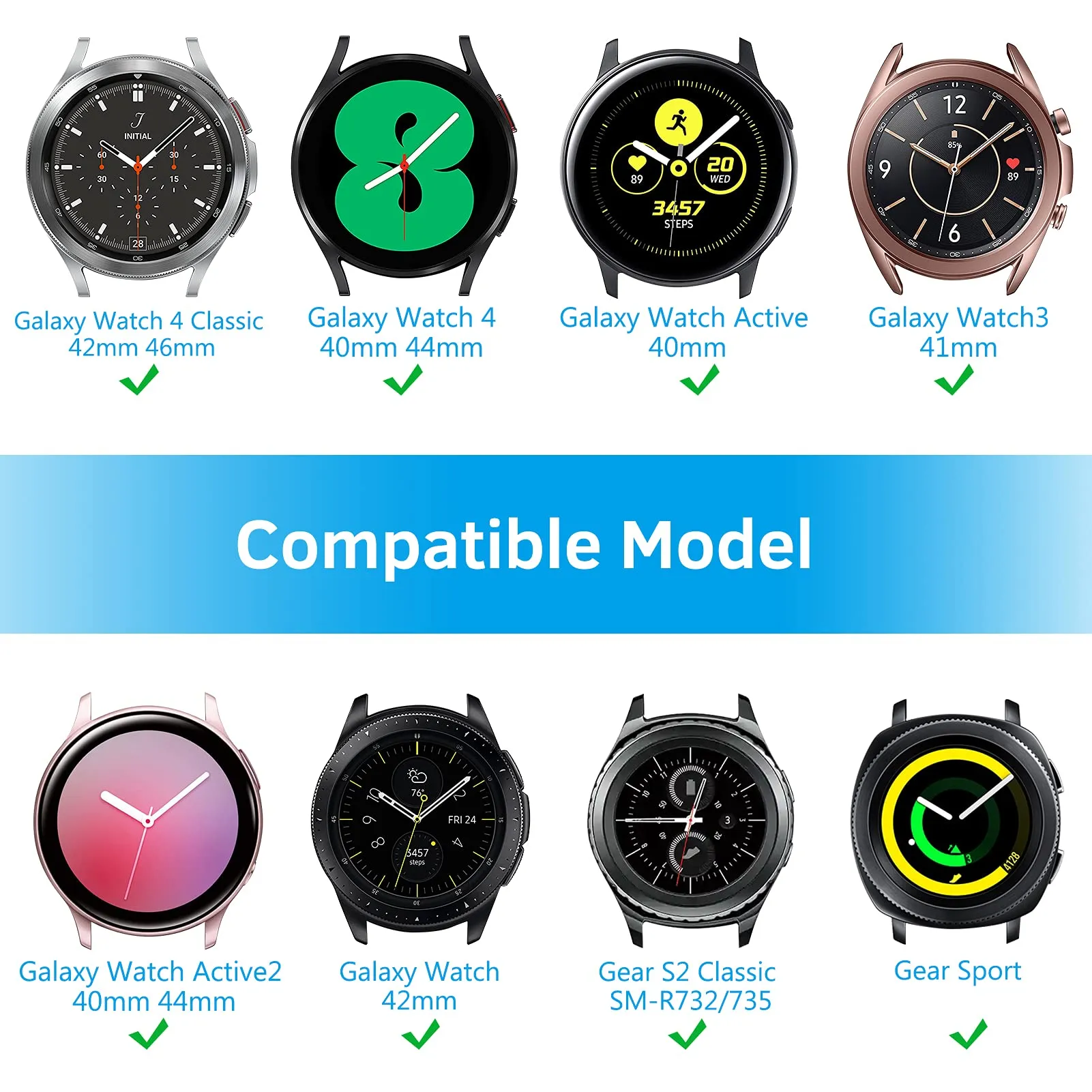 20mm Samsung Galaxy Watch 4 | NO GAP Silicone Watch Band Strap  | Black