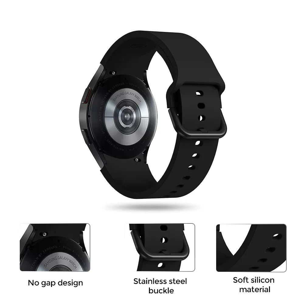 20mm Samsung Galaxy Watch 4 | NO GAP Silicone Watch Band Strap  | Black