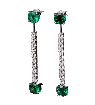 6.0Carat Round Lab Created Emerald Drop Earrings