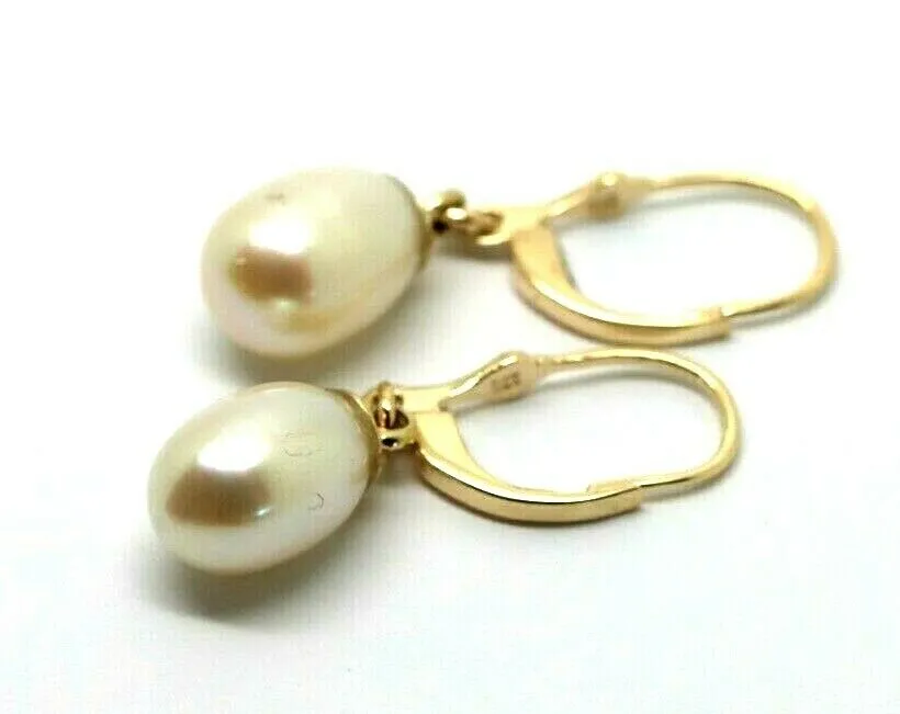 9ct Yellow, Rose or White Gold 11mm Oval Continental Hooks Freshwater Pearl Ball Earrings