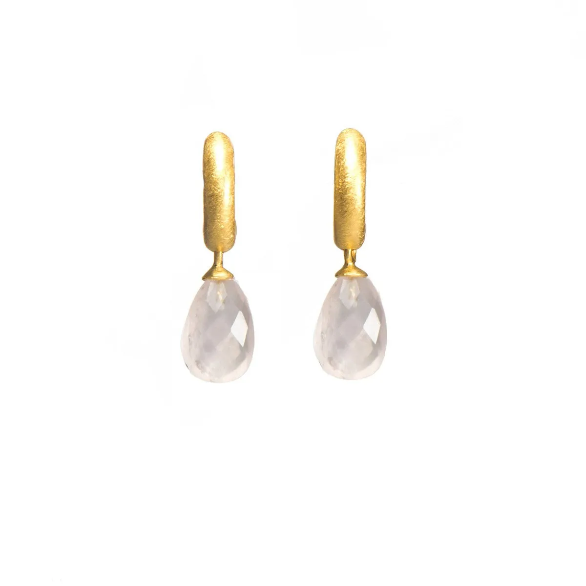 Aceted Rose Quartz 24K Gold Vermeil Huggie Earrings