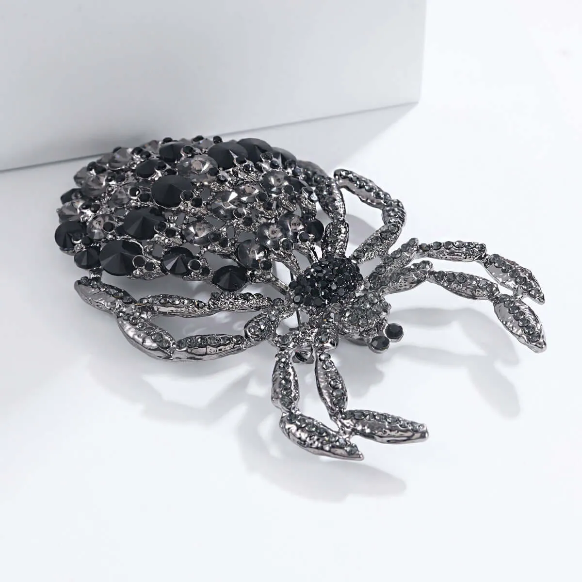 Alloy Dark Black Diamond Spider Brooch