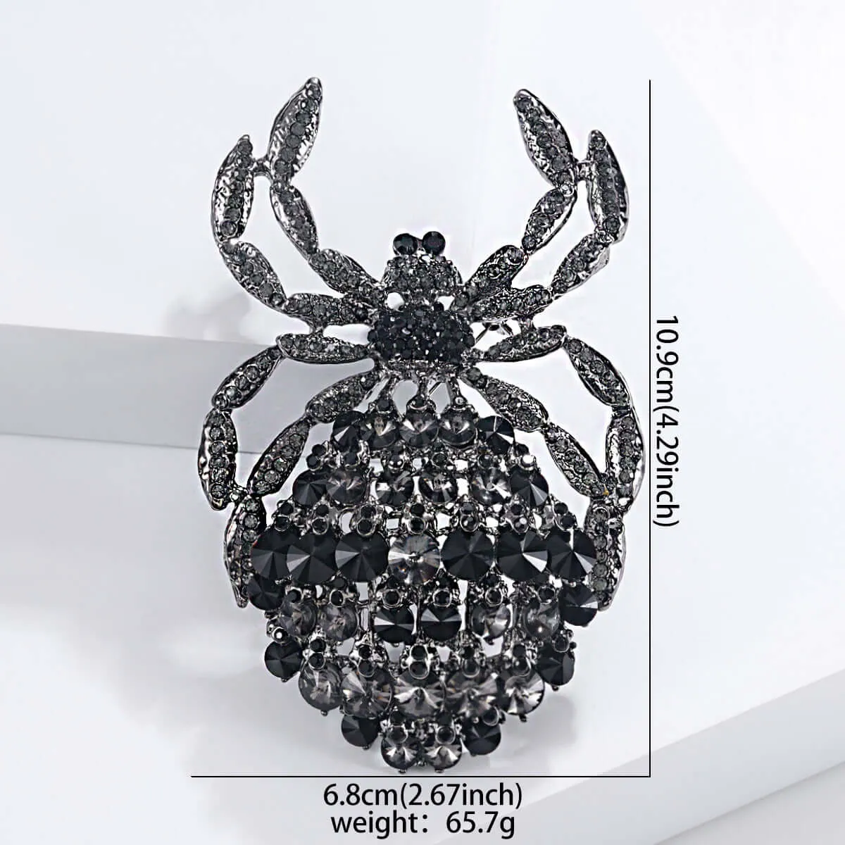 Alloy Dark Black Diamond Spider Brooch