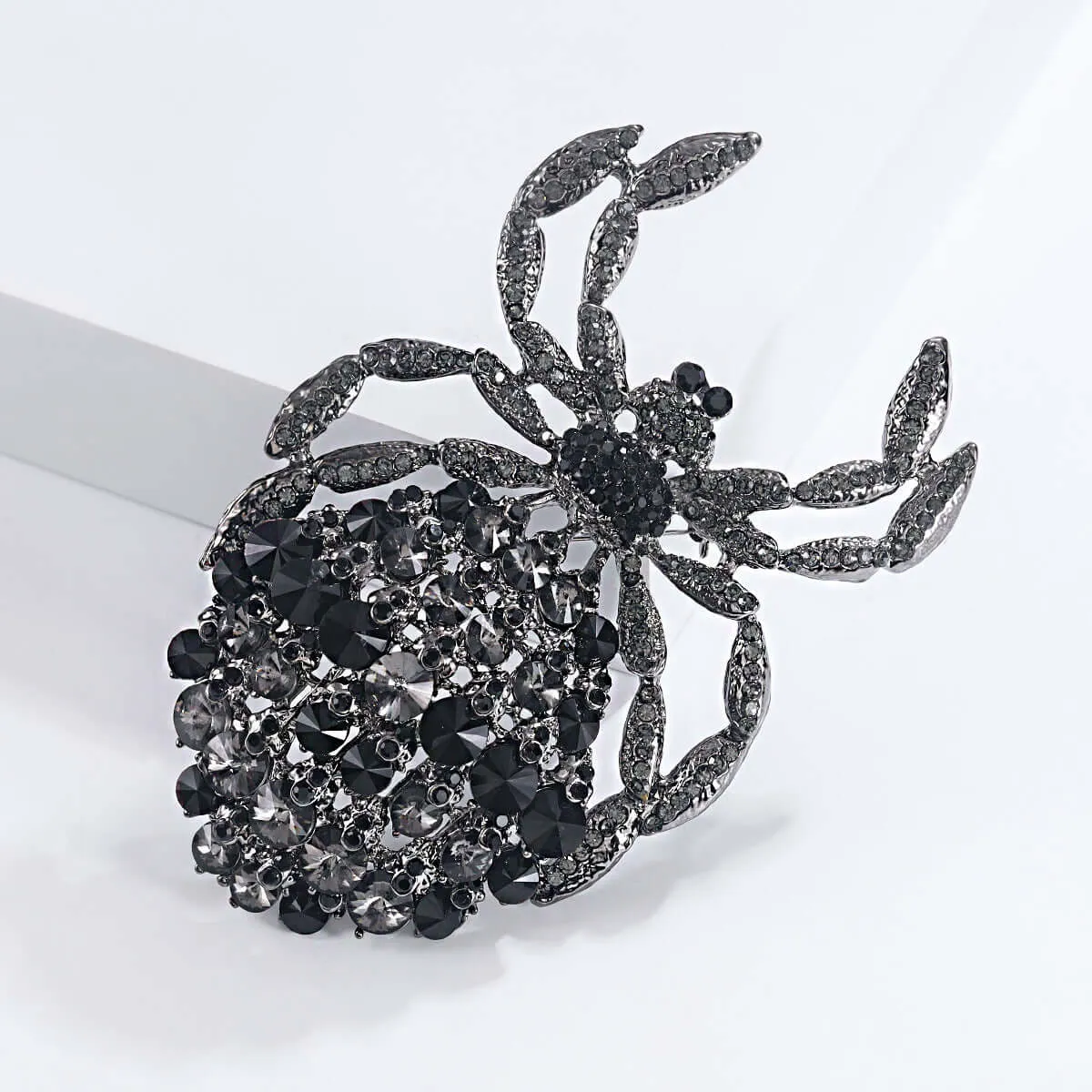 Alloy Dark Black Diamond Spider Brooch