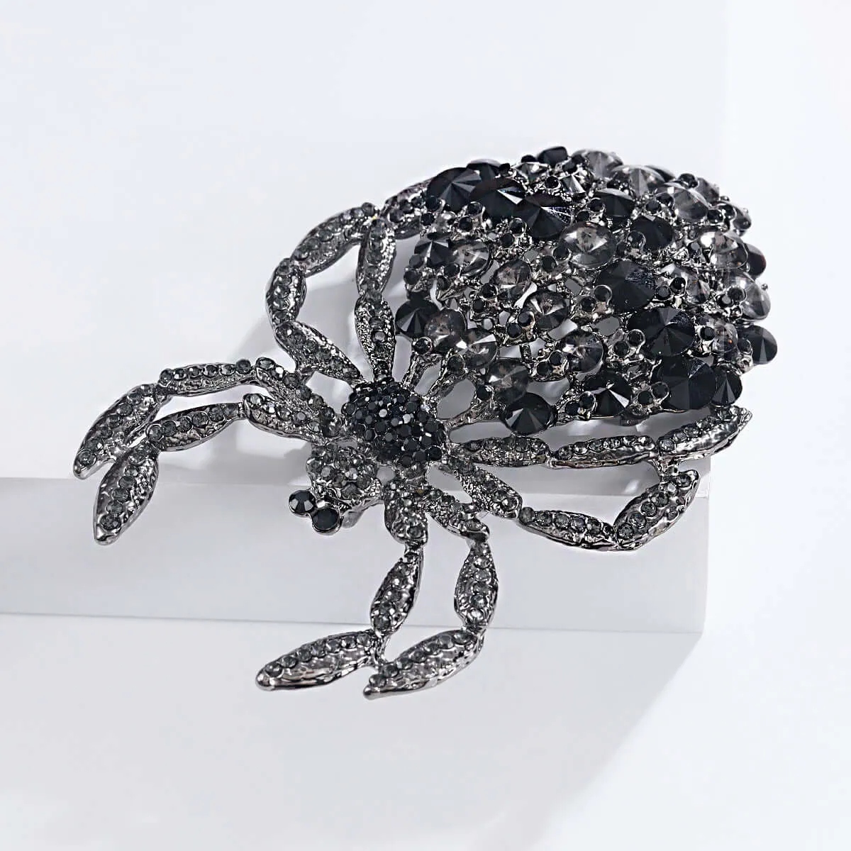Alloy Dark Black Diamond Spider Brooch