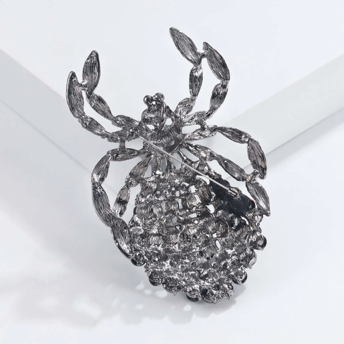 Alloy Dark Black Diamond Spider Brooch