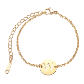 Alphabet Bracelet Gold Plated - Letter W