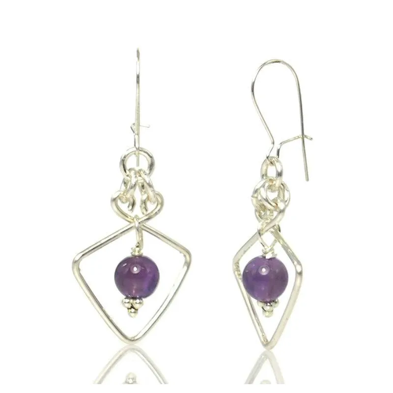 Amethyst Earrings with Sterling Silver Kidney Ear Wires