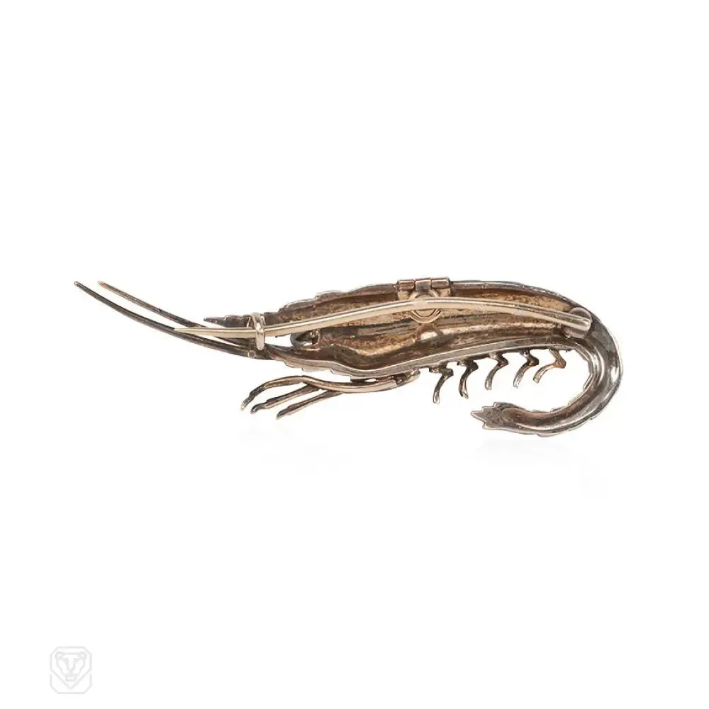 Antique diamond shrimp brooch