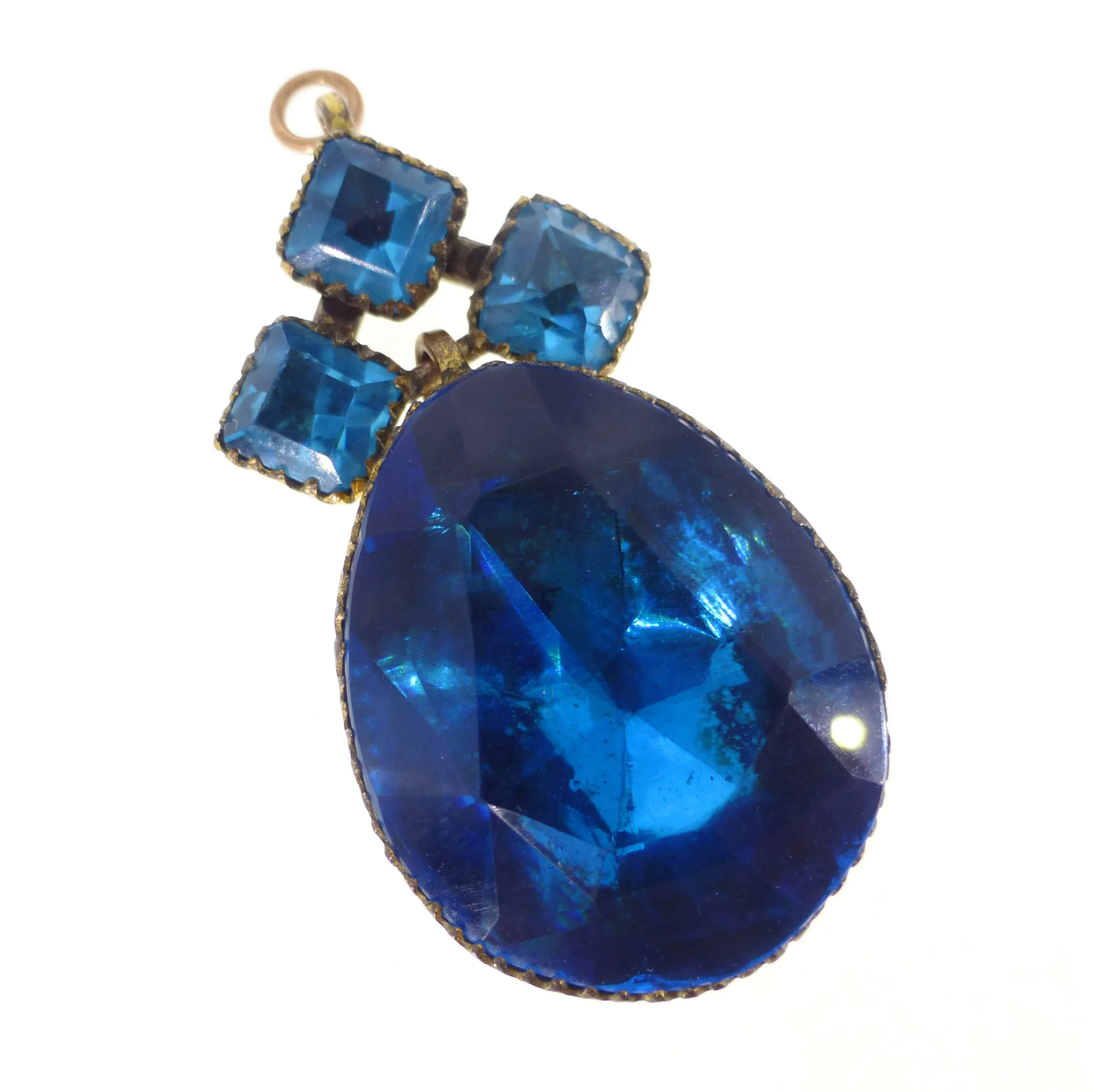 Antique Georgian Queen Anne Teal Blue Paste Pendant