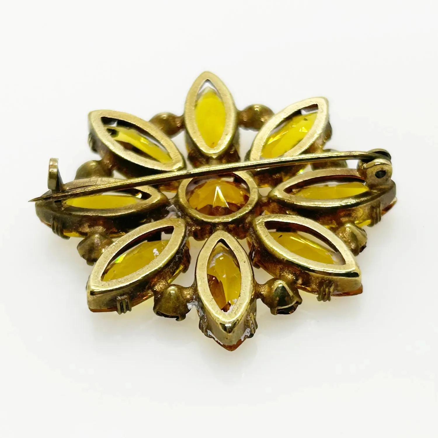 Antique Open Back Golden Stone Brooch