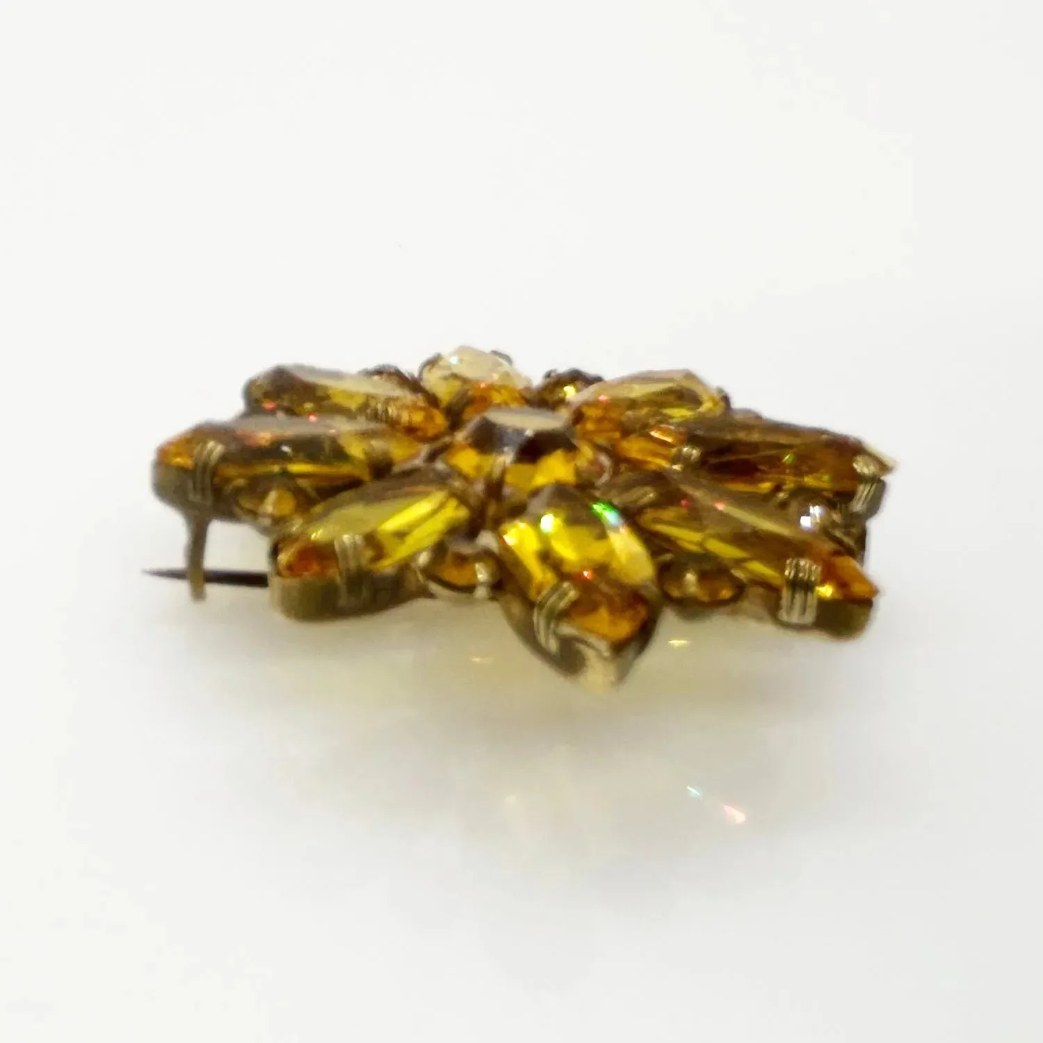 Antique Open Back Golden Stone Brooch