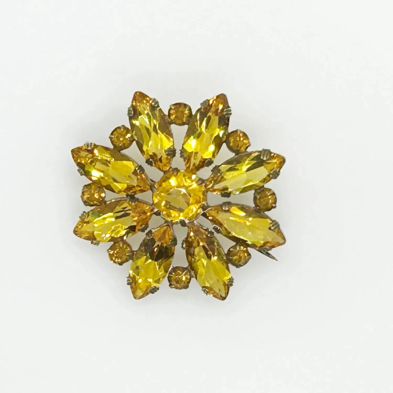 Antique Open Back Golden Stone Brooch