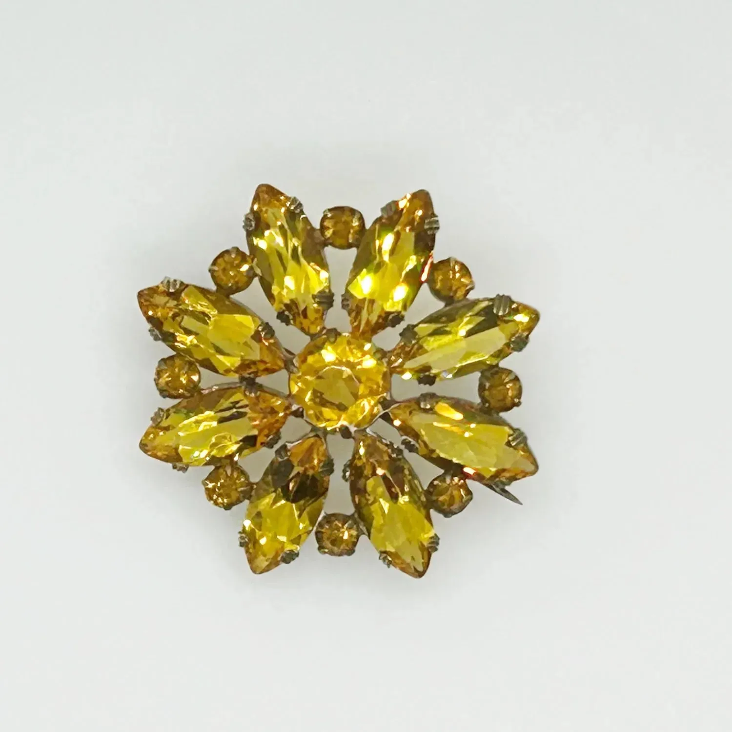 Antique Open Back Golden Stone Brooch