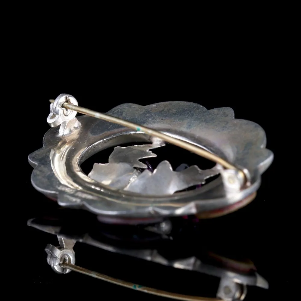 Antique Victorian Agate Scottish Thistle Brooch Circa 1860