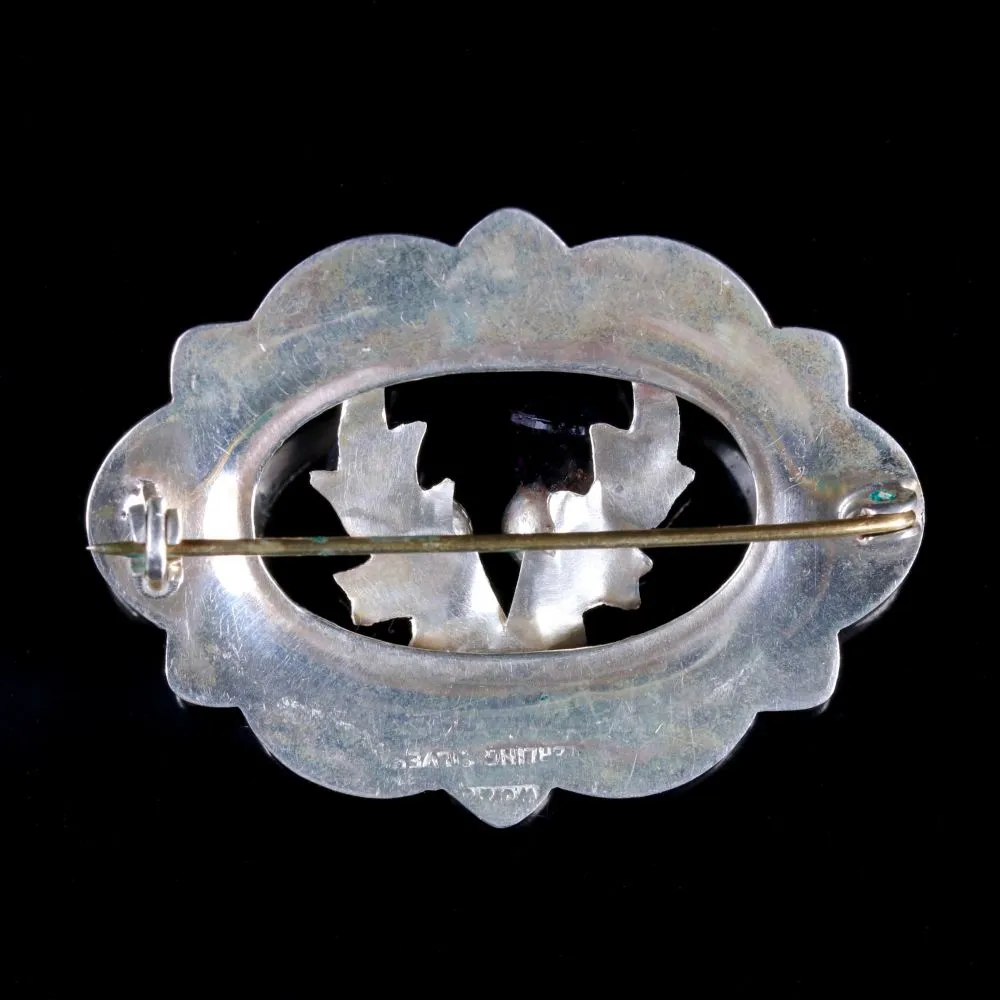 Antique Victorian Agate Scottish Thistle Brooch Circa 1860