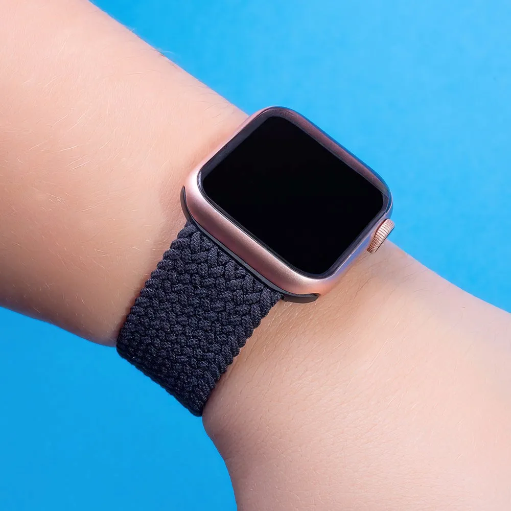 Apple Watch (38/40/SE/41/42mm) Elastisk Stof Rem - Str. S - Sort