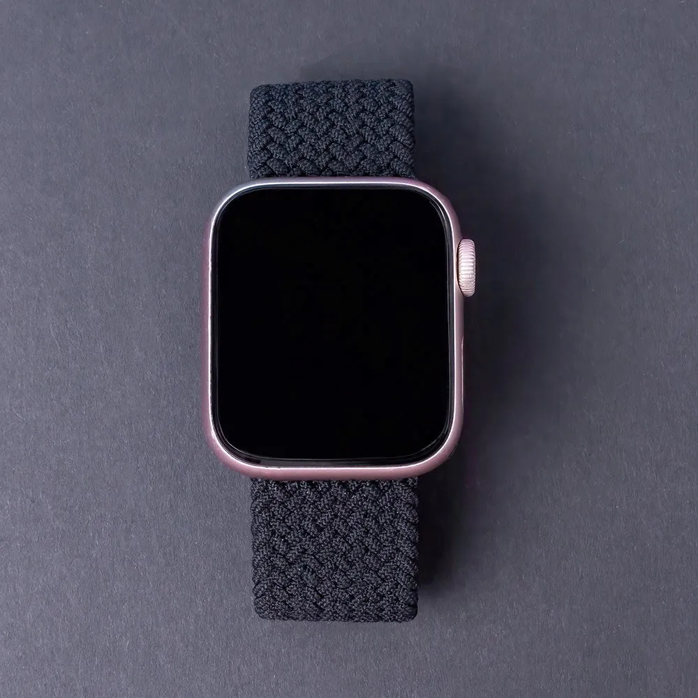 Apple Watch (38/40/SE/41/42mm) Elastisk Stof Rem - Str. S - Sort