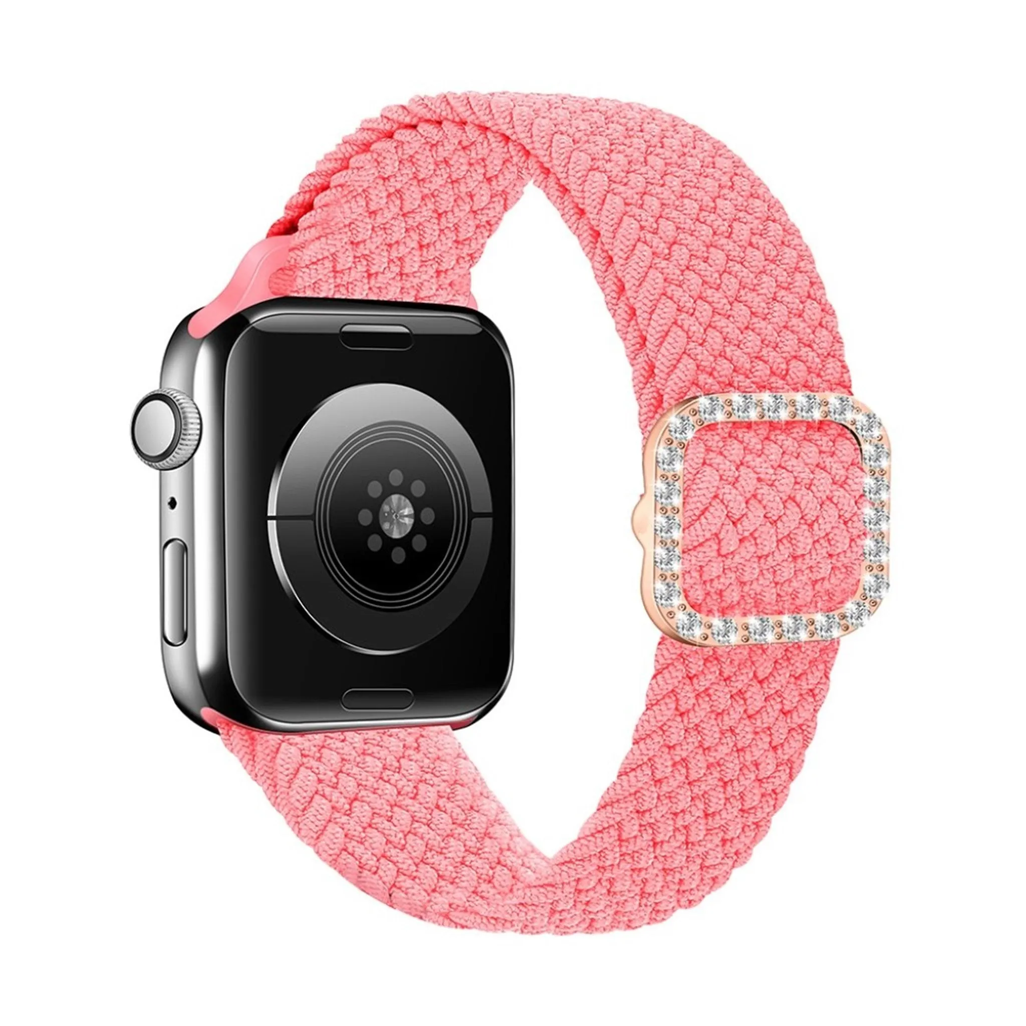 Apple Watch 40mm nylon watch strap in rhinestone buckle - Pink