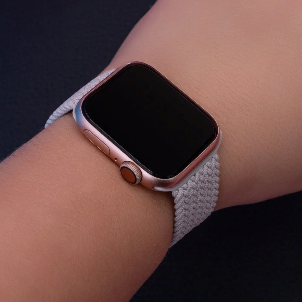 Apple Watch (42/44/SE/45/46/49mm) Elastisk Stof Rem - Str. S - Grå