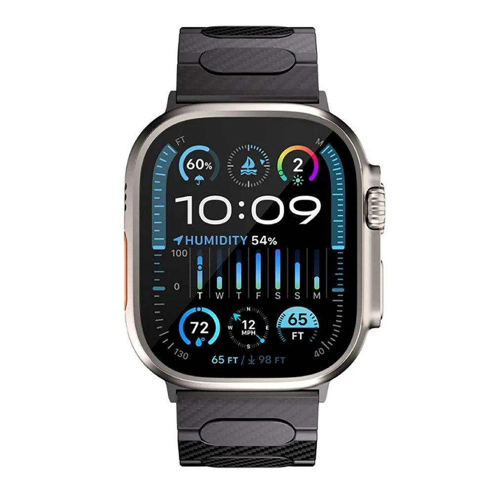 Apple Watch (42/44/SE/45/49MM) Just Mobile Ægte Kulfiber Rem - Sort